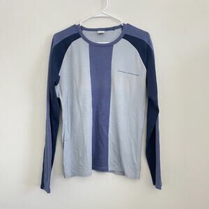 Y2K Armani Exchange T Shirt Men M Colorblock Casual Crew Neck Long Sleeve